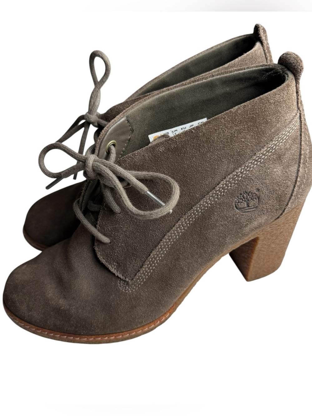 Timberland Boots Glancy Women's Chukka Ankle Brown Suede High Heel Lace Size 9